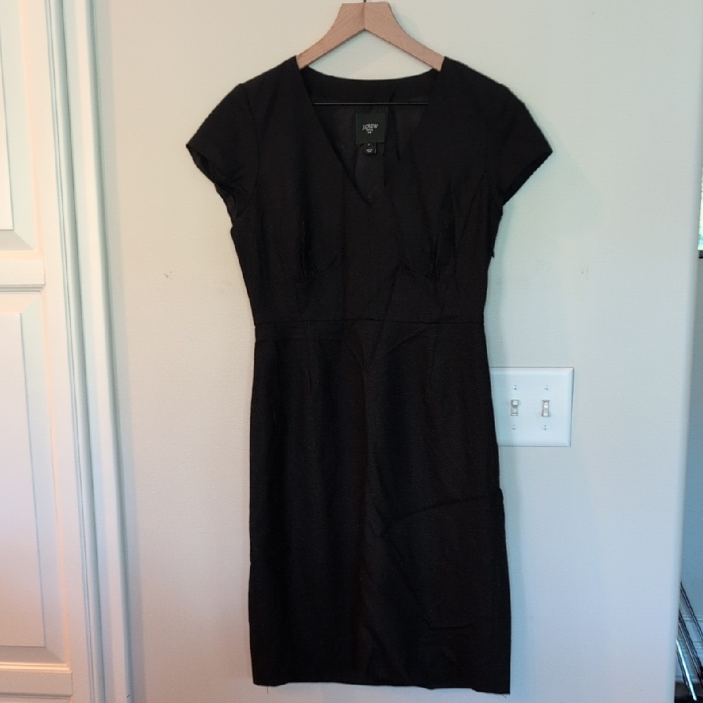 J. Crew Black Sheath Mini Dress V-Neck